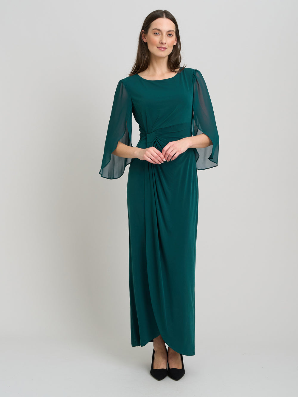 Iulia Maxi Wrap Dress With Chiffon Sleeve