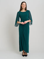 Iulia Maxi Wrap Dress With Chiffon Sleeve