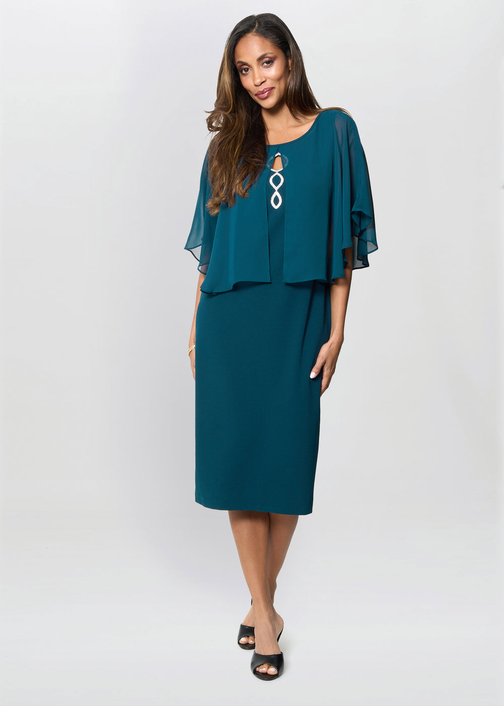 Cherri Dress With Chiffon Overlay