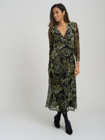 Chestina Print Mesh Wrap Midi Dress