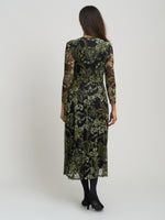 Chestina Print Mesh Wrap Midi Dress