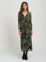Chestina Print Mesh Wrap Midi Dress