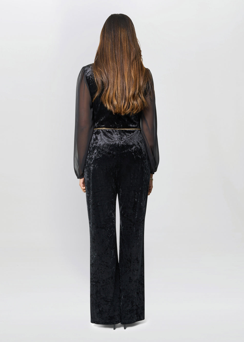 Alaska Velvet Jumpsuit With Sheer Sleeves