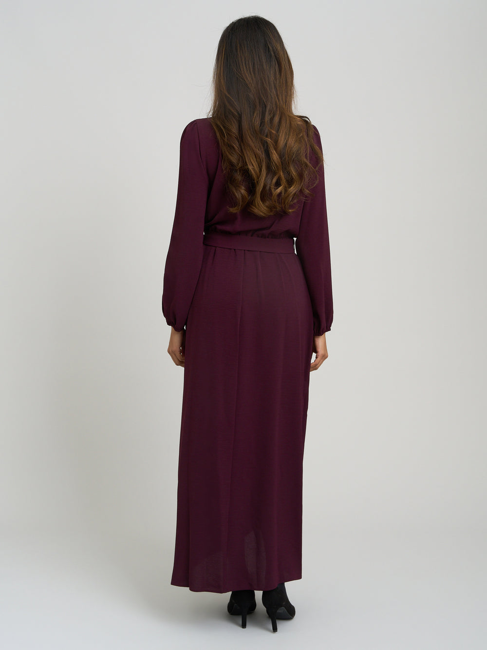 Gena Bow Wrap Long Sleeve Maxi Dress