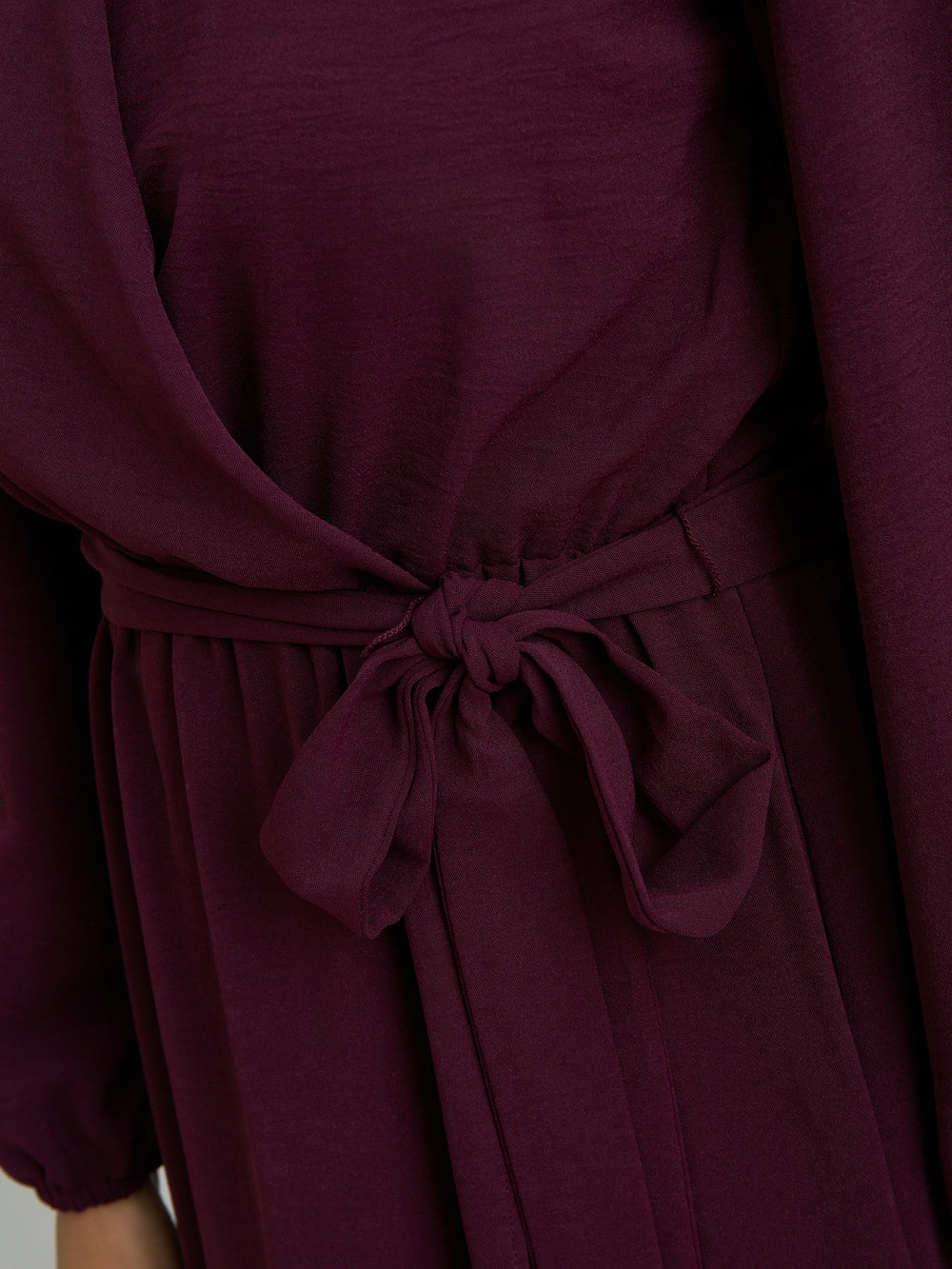 Gena Bow Wrap Long Sleeve Maxi Dress