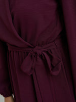 Gena Bow Wrap Long Sleeve Maxi Dress