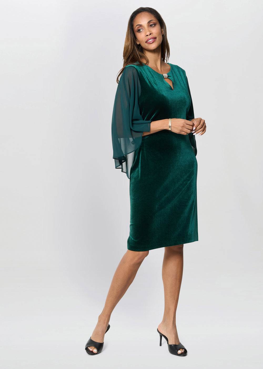 Indiana Velvet Dress With Chiffon Sleeves