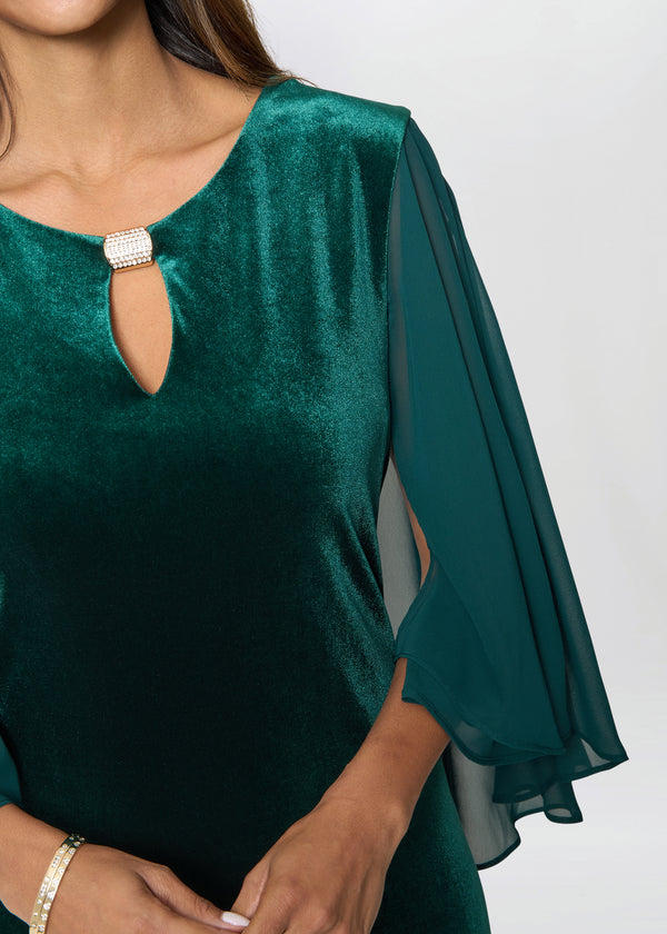 Indiana Velvet Dress With Chiffon Sleeves