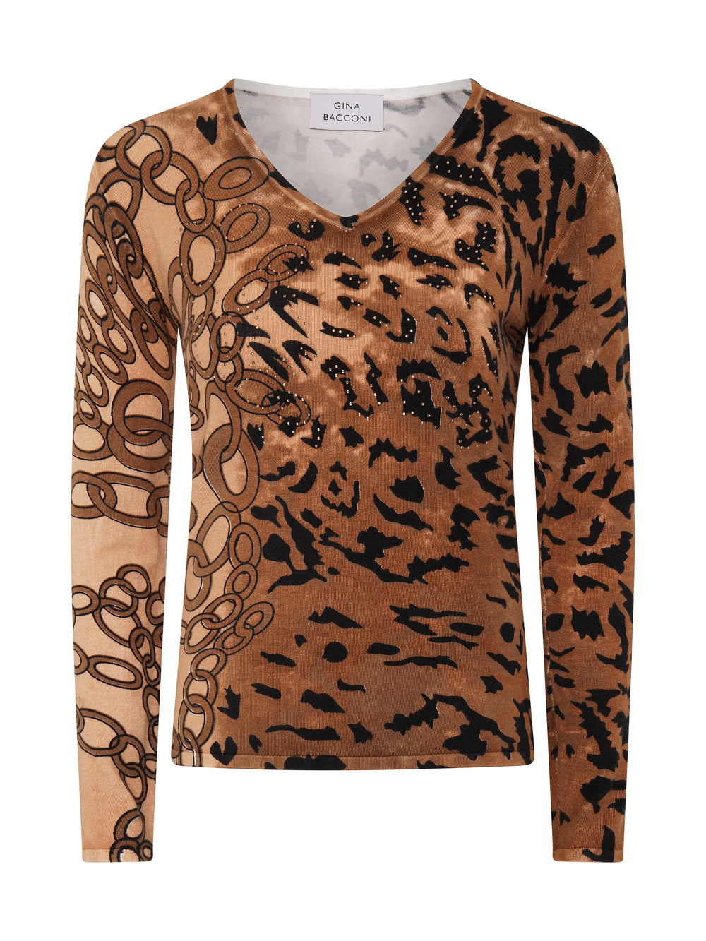 Korra Leopard Print Jumper With Diamante