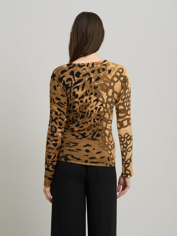 Korra Leopard Print Jumper With Diamante