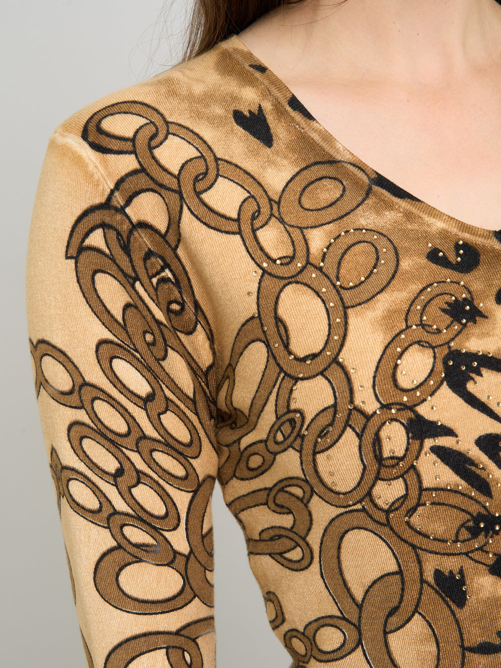 Korra Leopard Print Jumper With Diamante