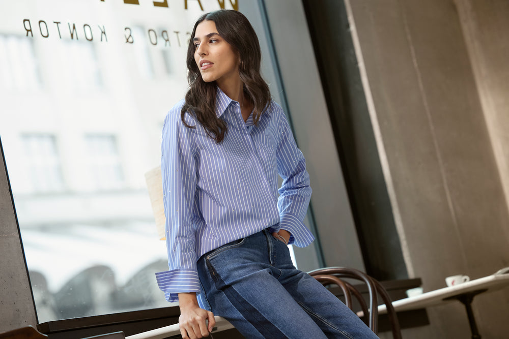 Brax Viki Sparkle pinstripe shirt