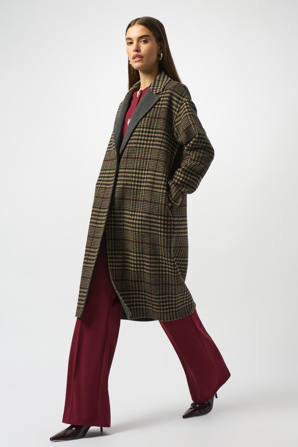 Joseph Ribkoff Wool Blend Plaid Double-Faced Coat