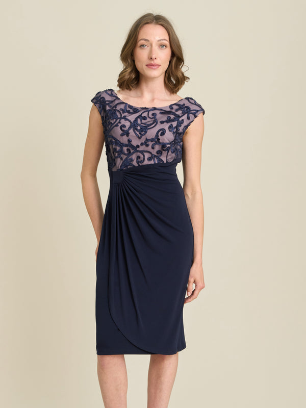Jana Embroidered Neck Cocktail Dress