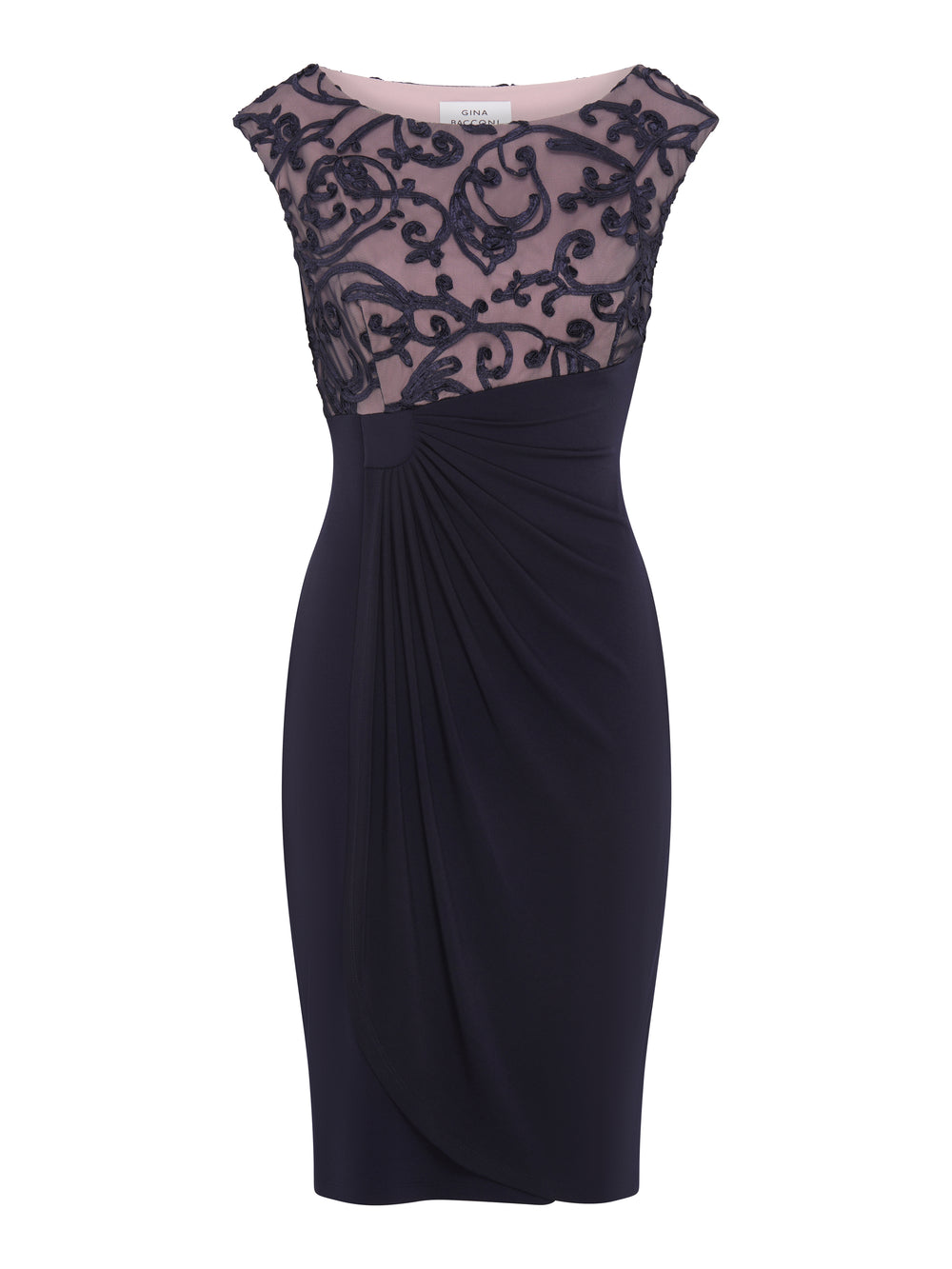 Jana Embroidered Neck Cocktail Dress