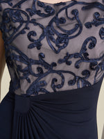 Jana Embroidered Neck Cocktail Dress