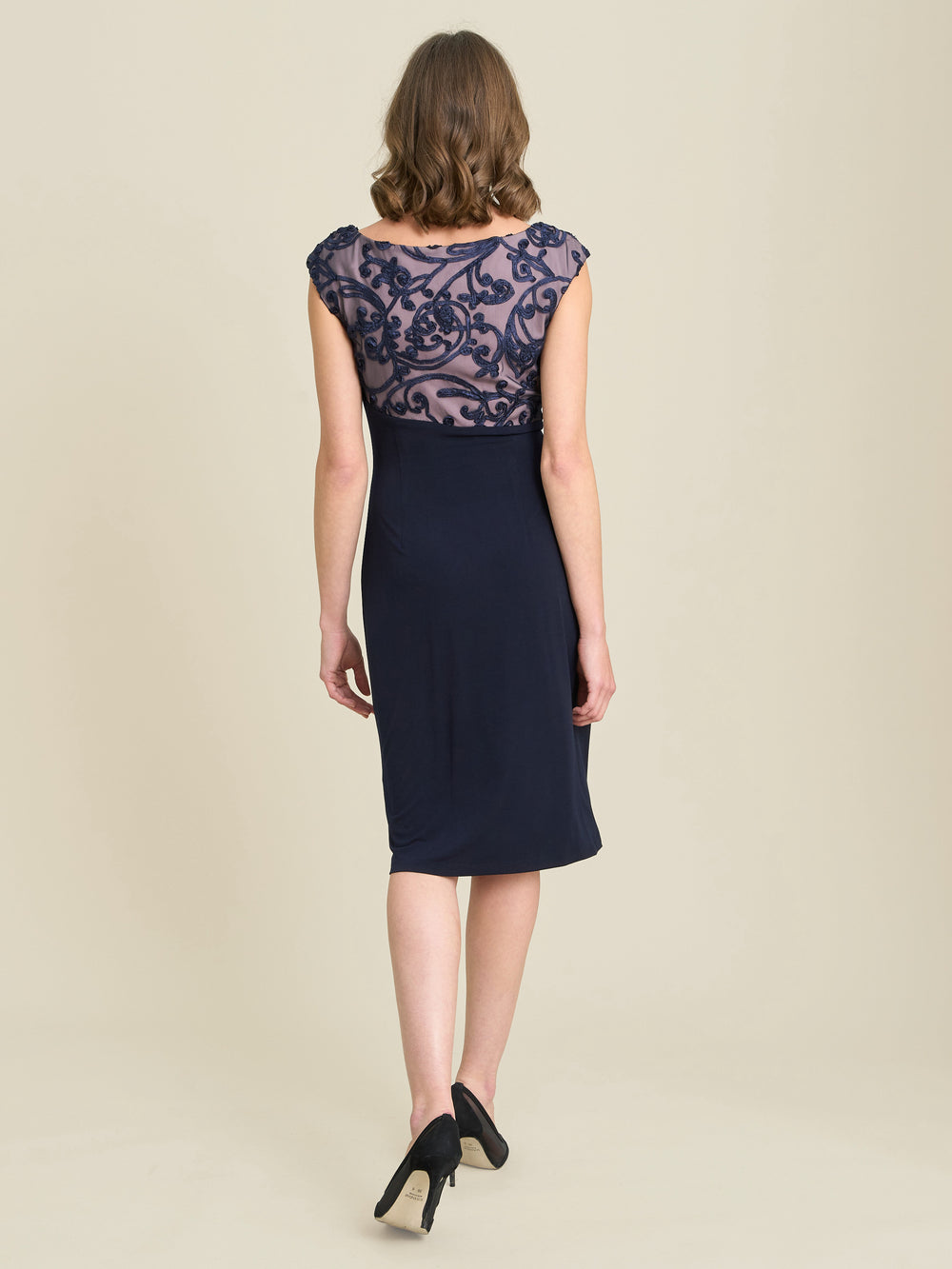 Jana Embroidered Neck Cocktail Dress