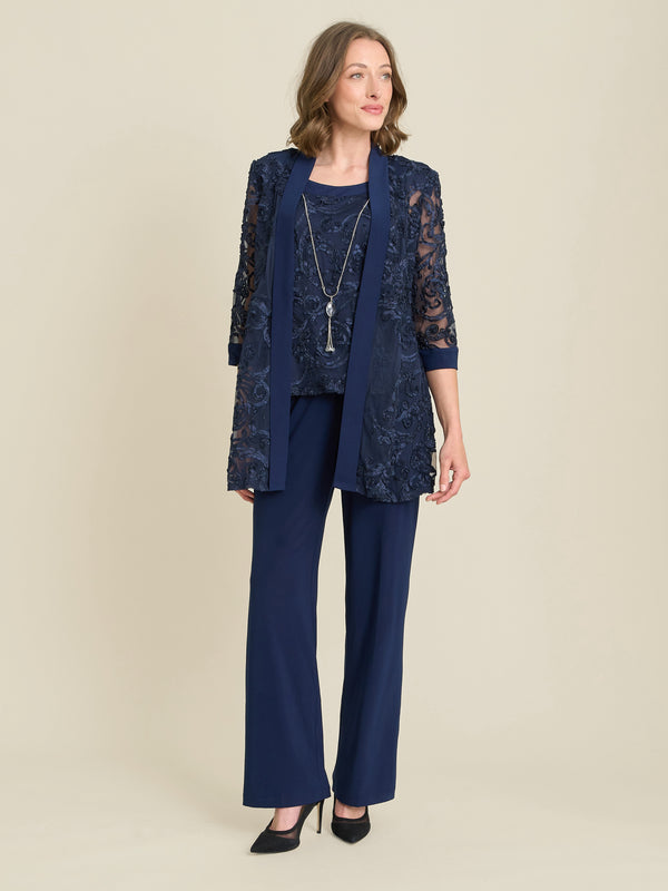 Joelle Embroidered Two Piece Trouser Suit With Detachable Necklace