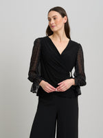 Jewel Wrap Top With Embellished Sleeves