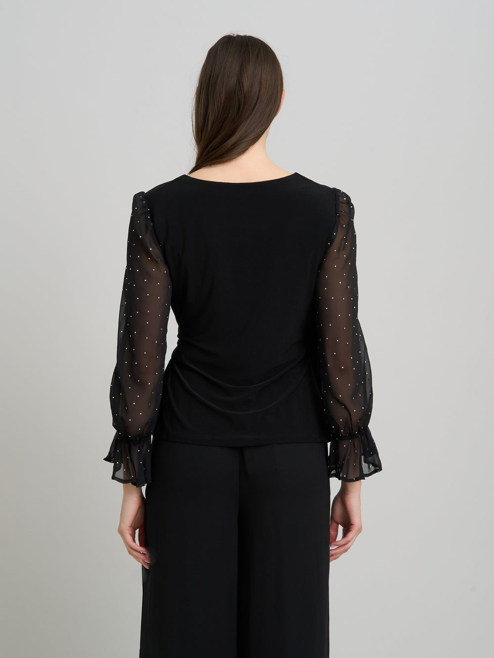 Jewel Wrap Top With Embellished Sleeves