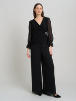 Jewel Wrap Top With Embellished Sleeves