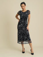 Rori Floral Print Mesh Midi Dress