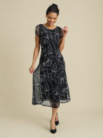 Rori Floral Print Mesh Midi Dress