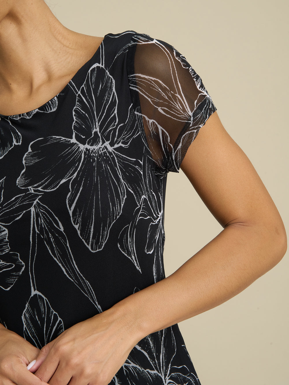 Rori Floral Print Mesh Midi Dress