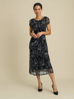 Rori Floral Print Mesh Midi Dress