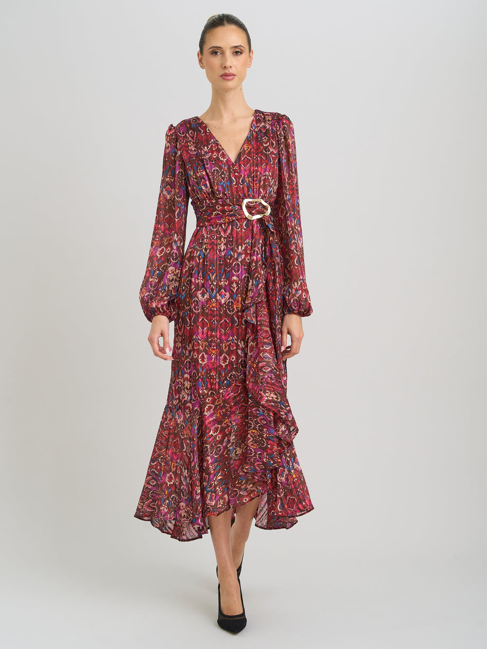 Sharron Printed Wrap Midi Dress