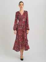 Sharron Printed Wrap Midi Dress
