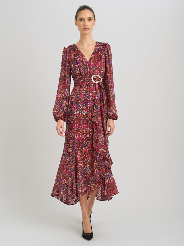 Sharron Printed Wrap Midi Dress