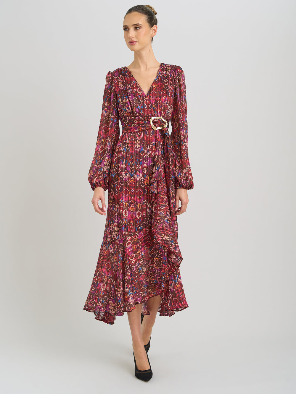 Sharron Printed Wrap Midi Dress