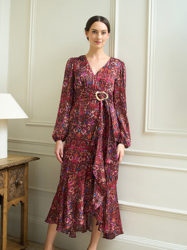 Sharron Printed Wrap Midi Dress