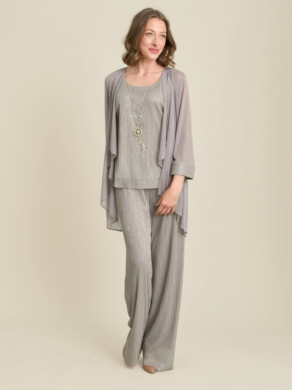 Sheri Metallic Crinkle Three Piece Set
