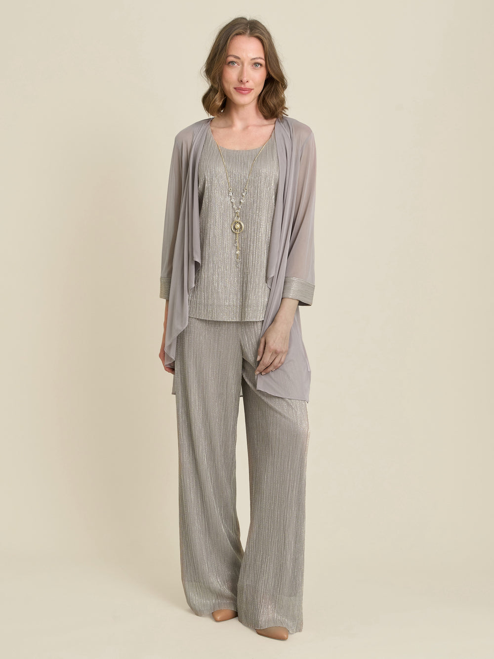 Sheri Metallic Crinkle Three Piece Set