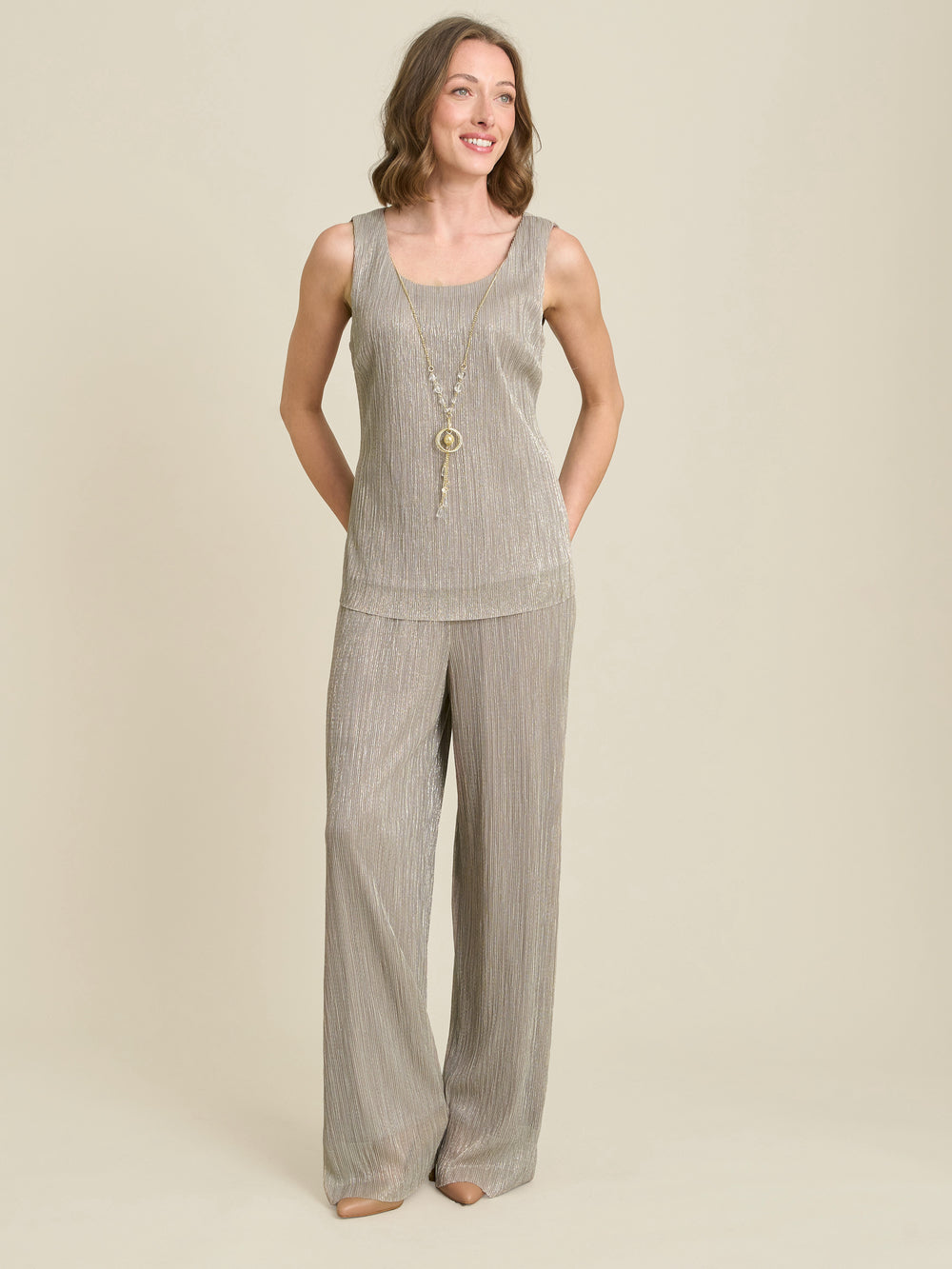 Sheri Metallic Crinkle Three Piece Set