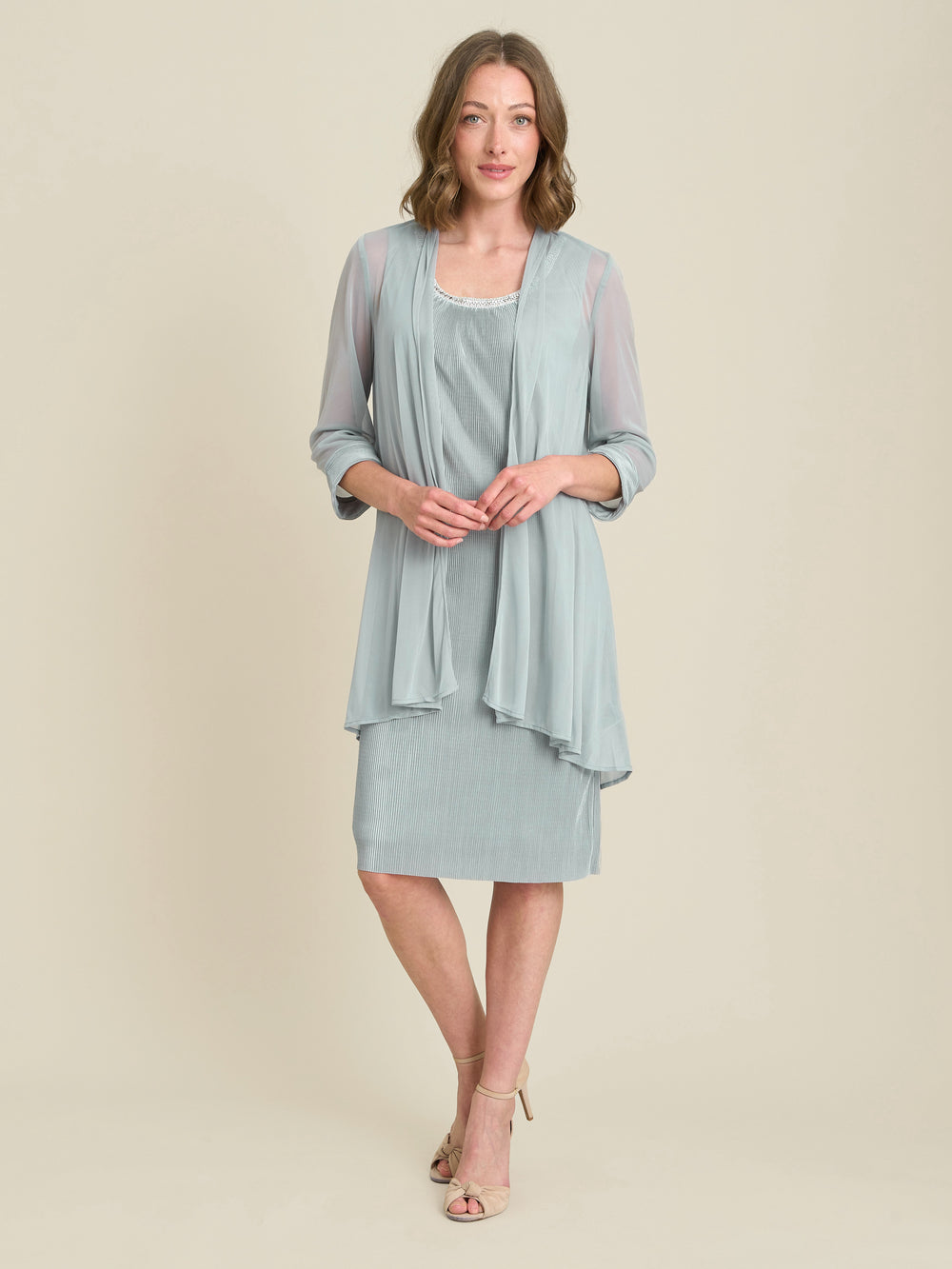 Sue-Ann Pleated Dress And Chiffon Jacket