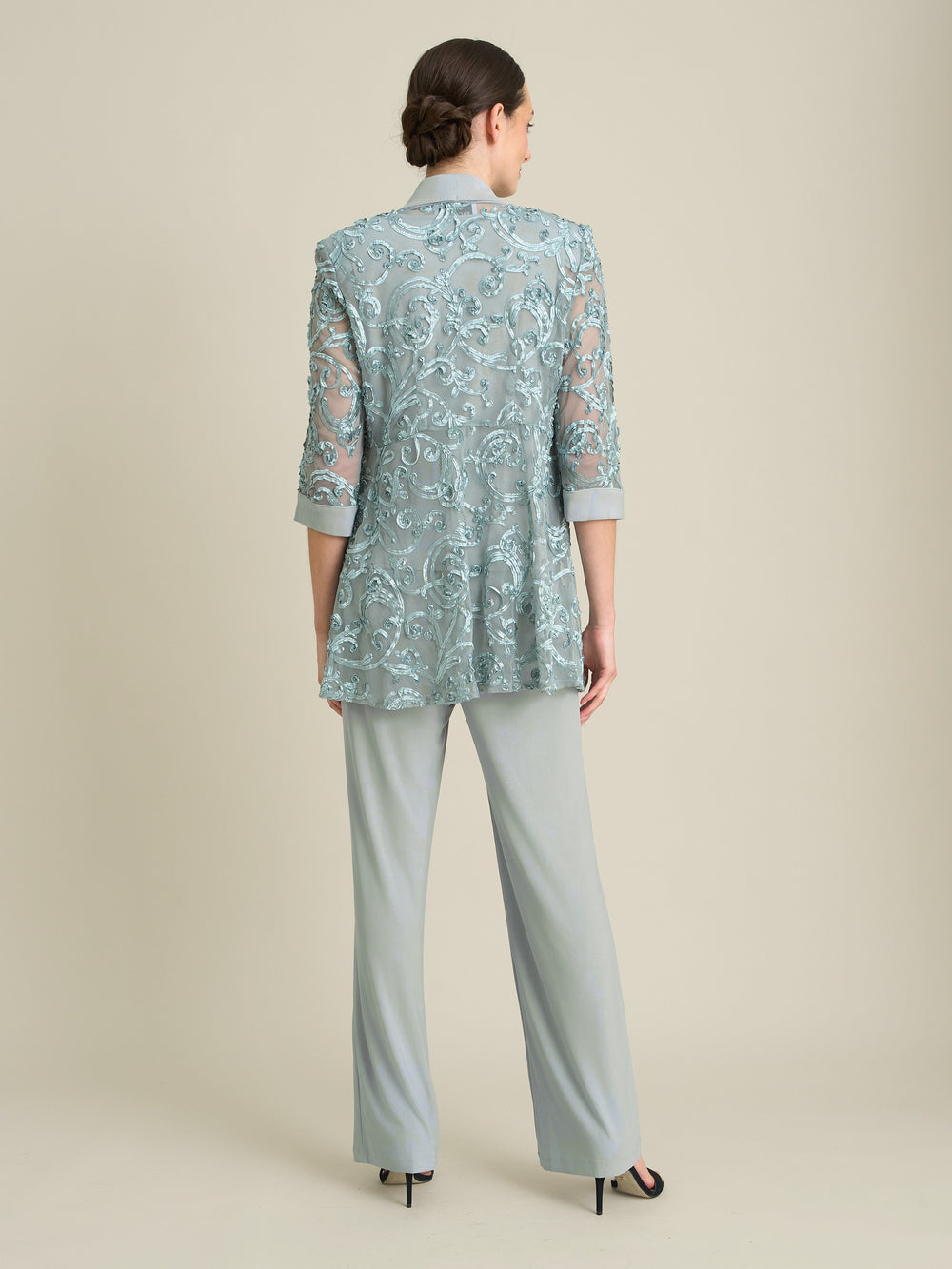 Joelle Embroidered  Two Piece Trouser Suit With Detachable Necklace