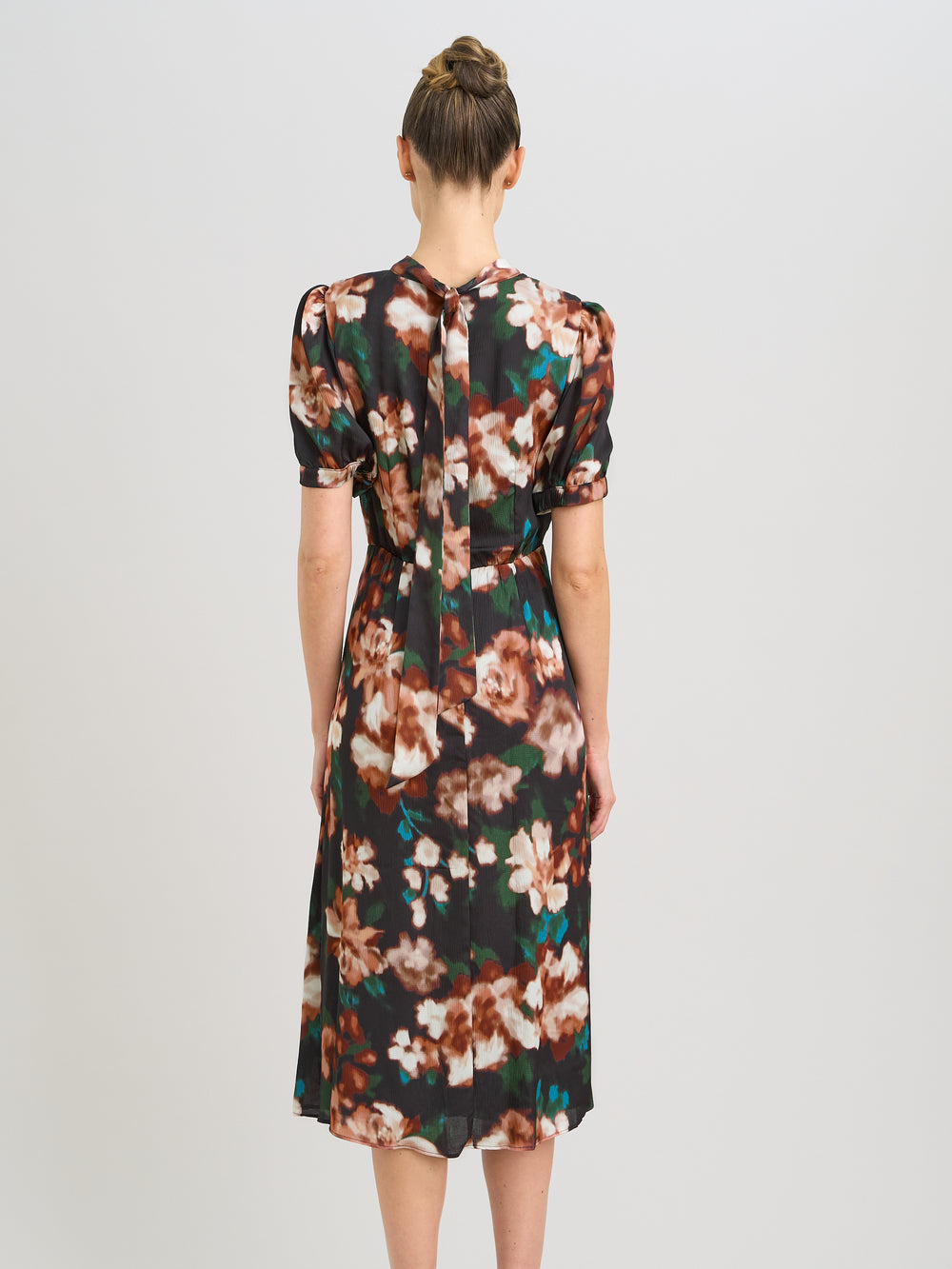 Taryn Floral Print High Neck Midi Dress