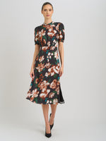 Taryn Floral Print High Neck Midi Dress