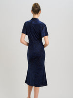 Sallie High Neck Velvet Midi Dress