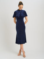 Sallie High Neck Velvet Midi Dress