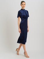 Sallie High Neck Velvet Midi Dress