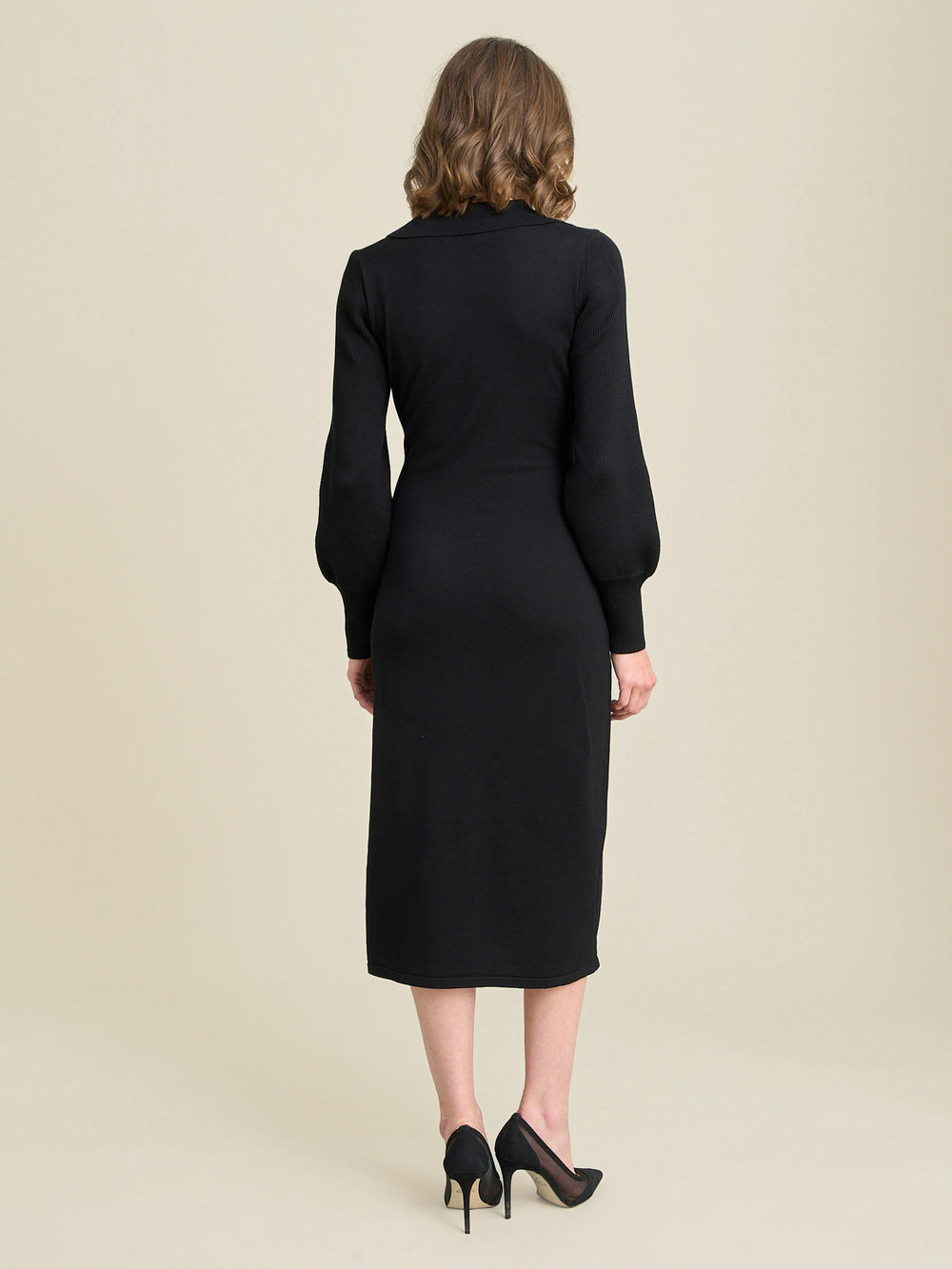 Tia Midi Dress With Belt & Long Sleeves