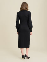 Tia Midi Dress With Belt & Long Sleeves