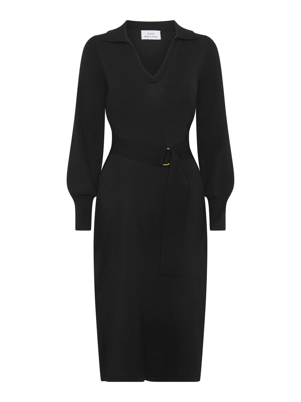 Tia Midi Dress With Belt & Long Sleeves