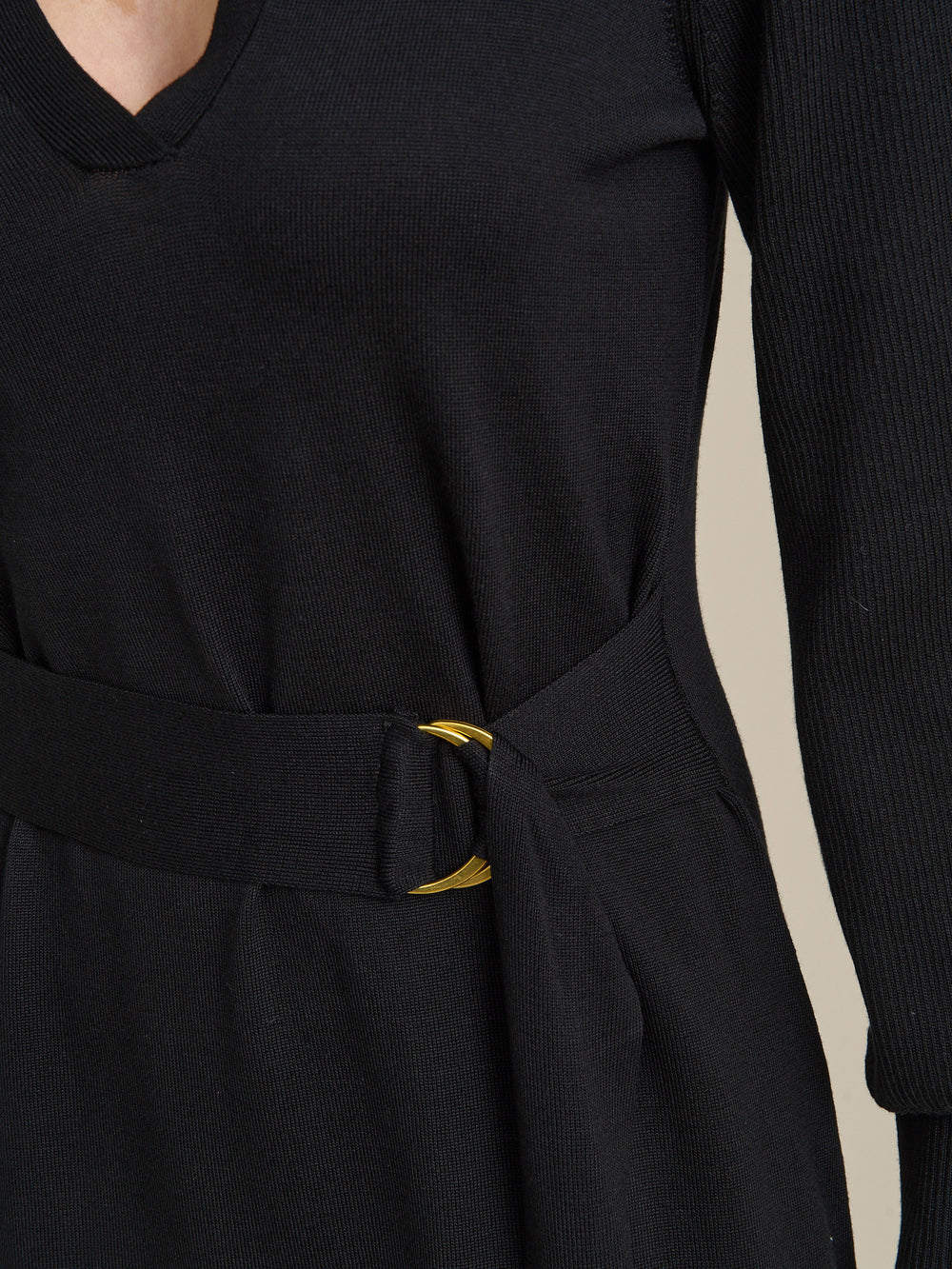 Tia Midi Dress With Belt & Long Sleeves