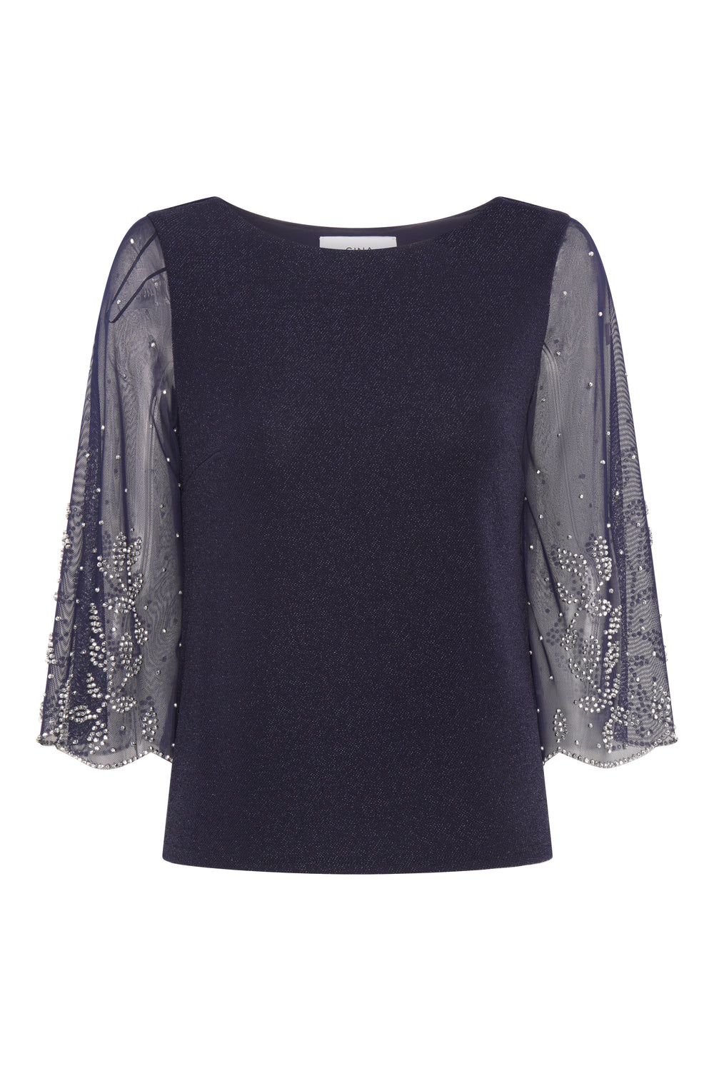 Tilly Embellished Sheer Sleeve Top