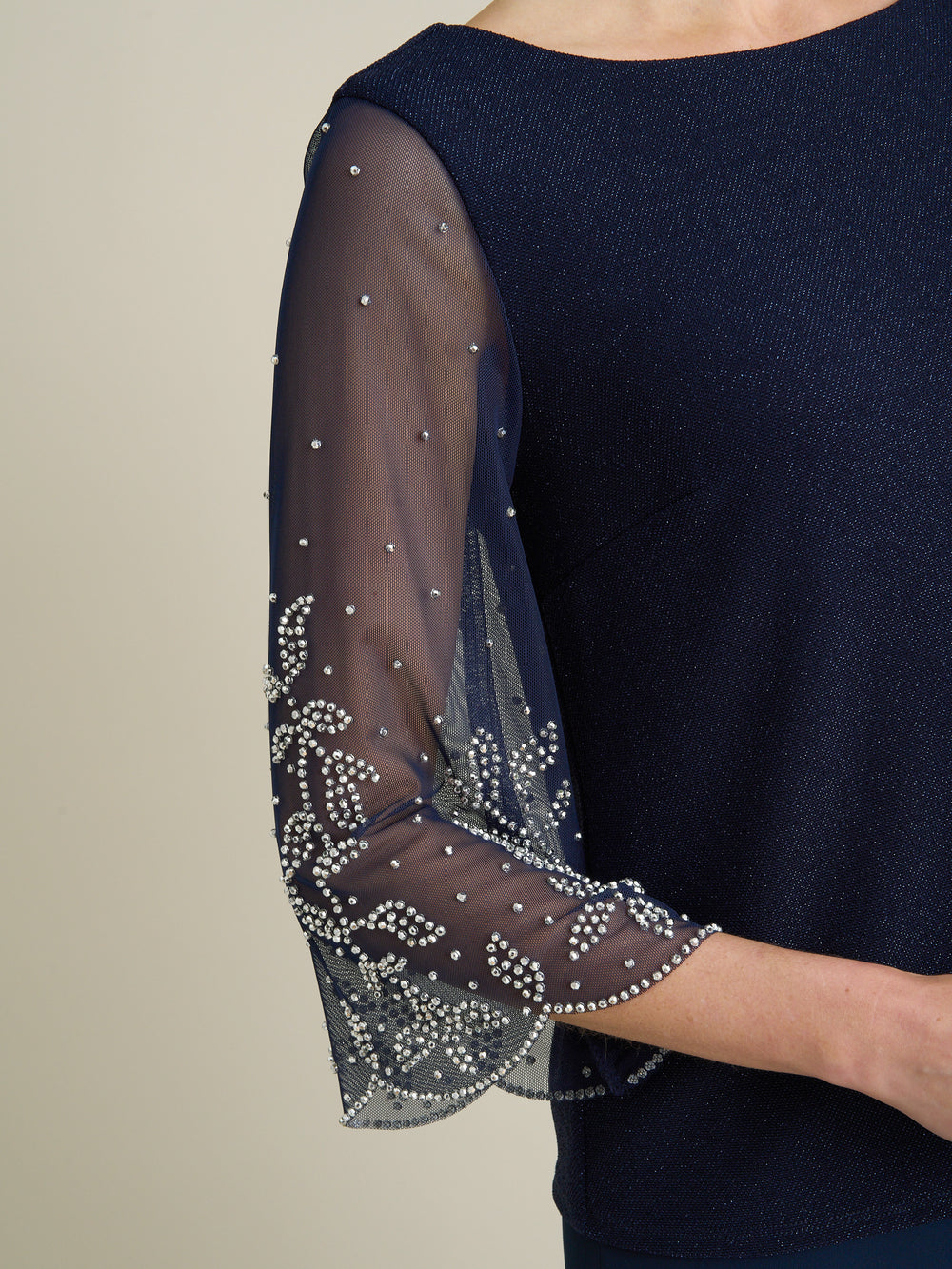 Tilly Embellished Sheer Sleeve Top